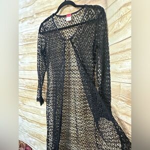 Ruby Rox 90s crochet duster cardigan fishnet